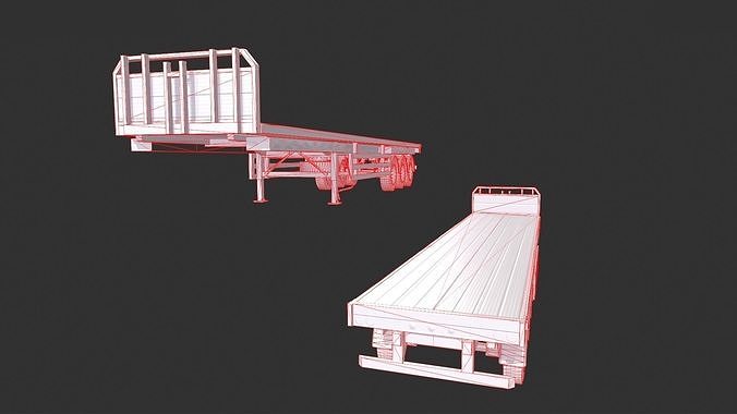 Flatbed Container Low-poly 3D model 7