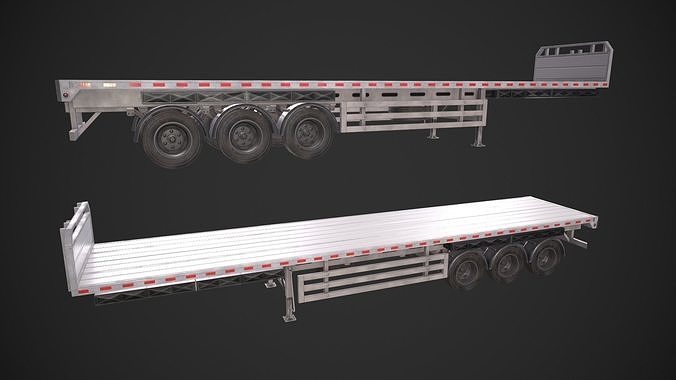Flatbed Container Low-poly 3D model 2