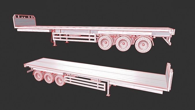 Flatbed Container Low-poly 3D model 5