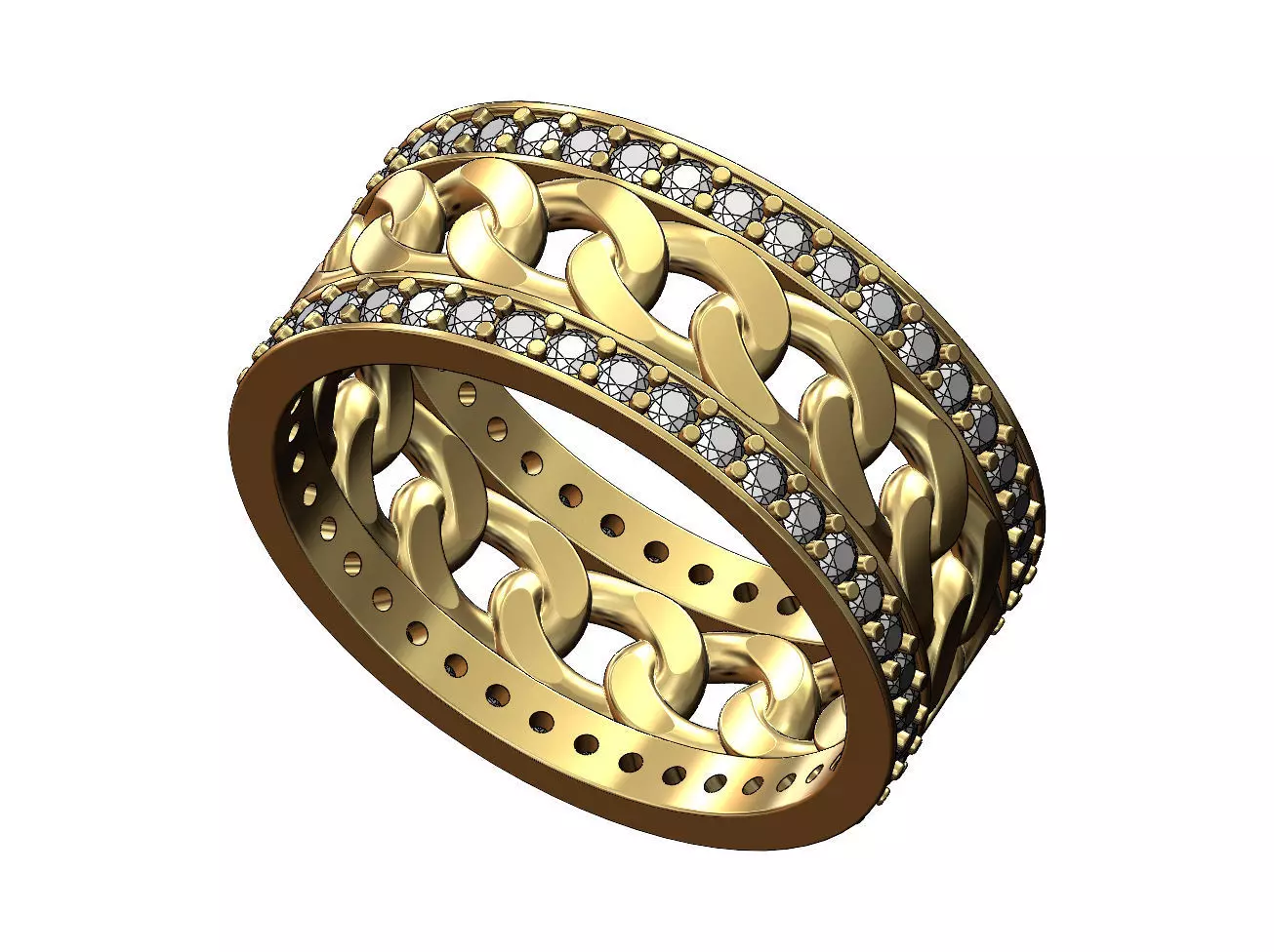 Diamond cuban link band US sizes 6 7 8 3D print model_0