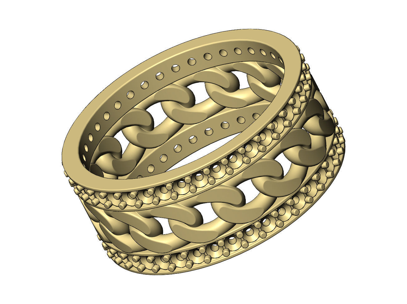 Diamond cuban link band US sizes 6 7 8 3D print model_7