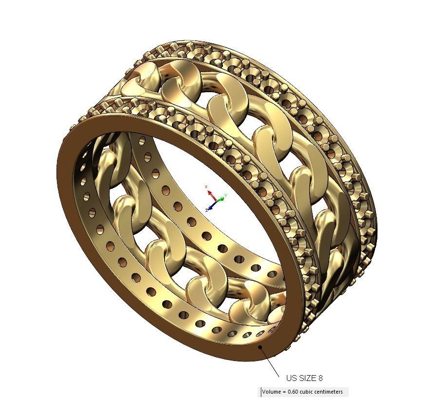 Diamond cuban link band US sizes 6 7 8 3D print model_10