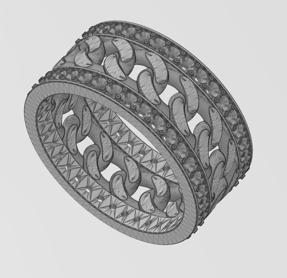 Diamond cuban link band US sizes 6 7 8 3D print model_13