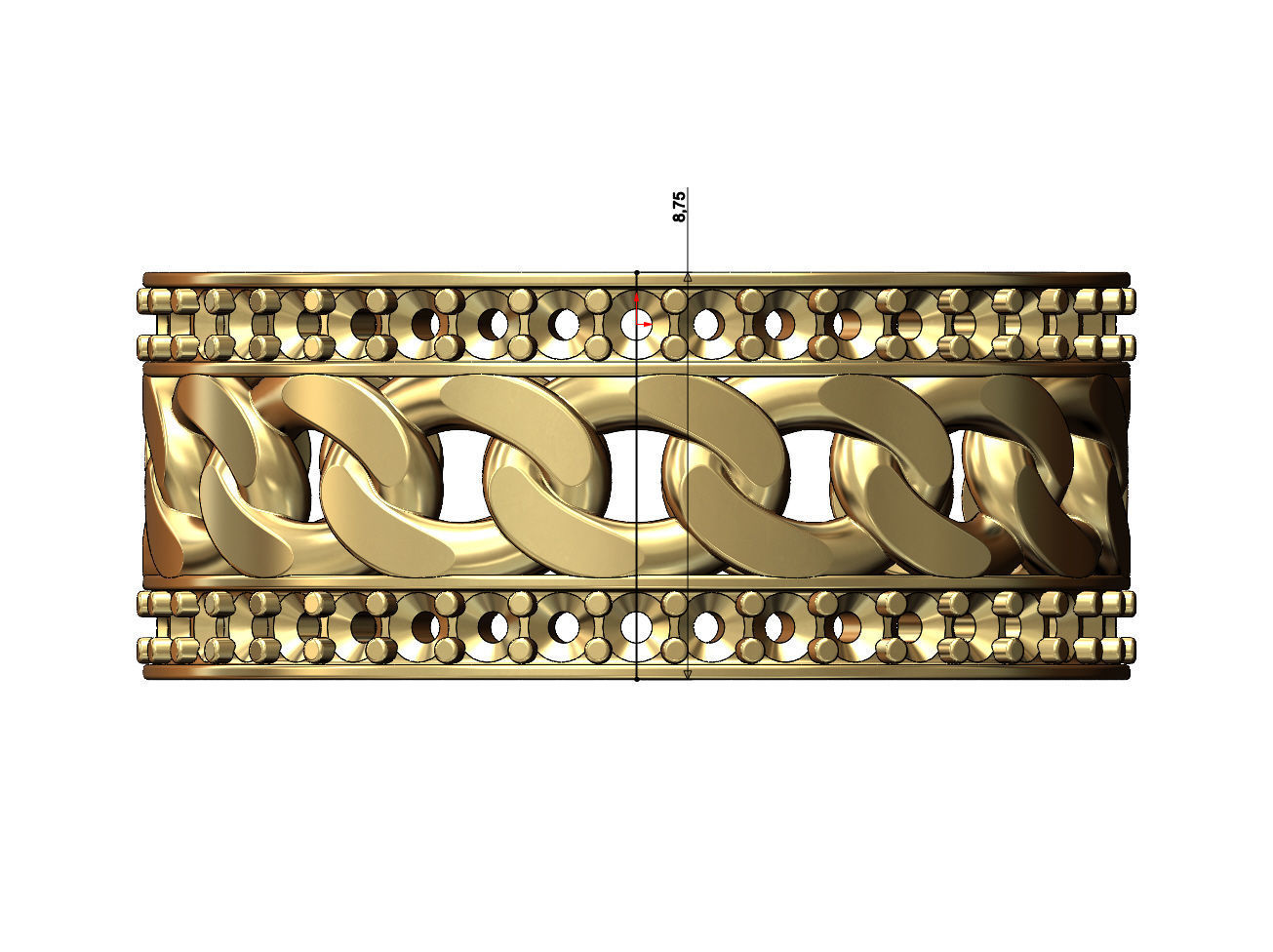 Diamond cuban link band US sizes 6 7 8 3D print model_6