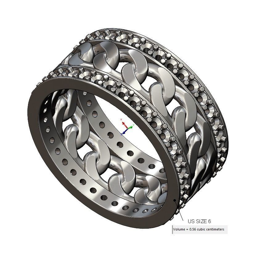 Diamond cuban link band US sizes 6 7 8 3D print model_12