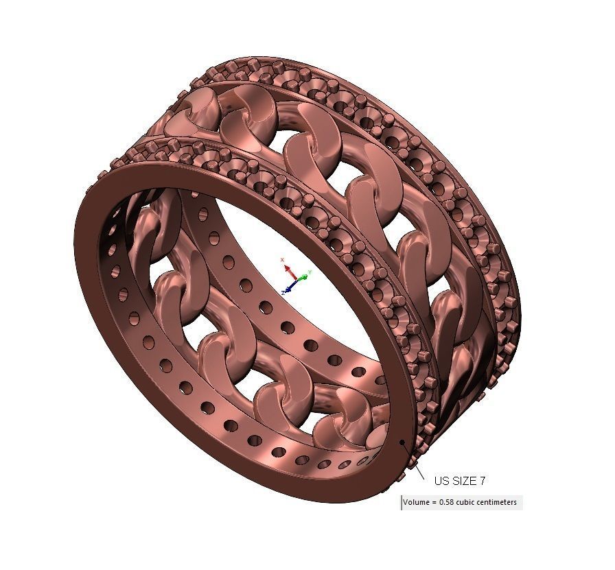 Diamond cuban link band US sizes 6 7 8 3D print model_11