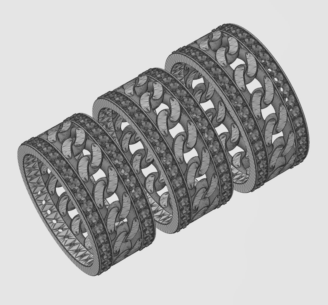 Diamond cuban link band US sizes 6 7 8 3D print model_15