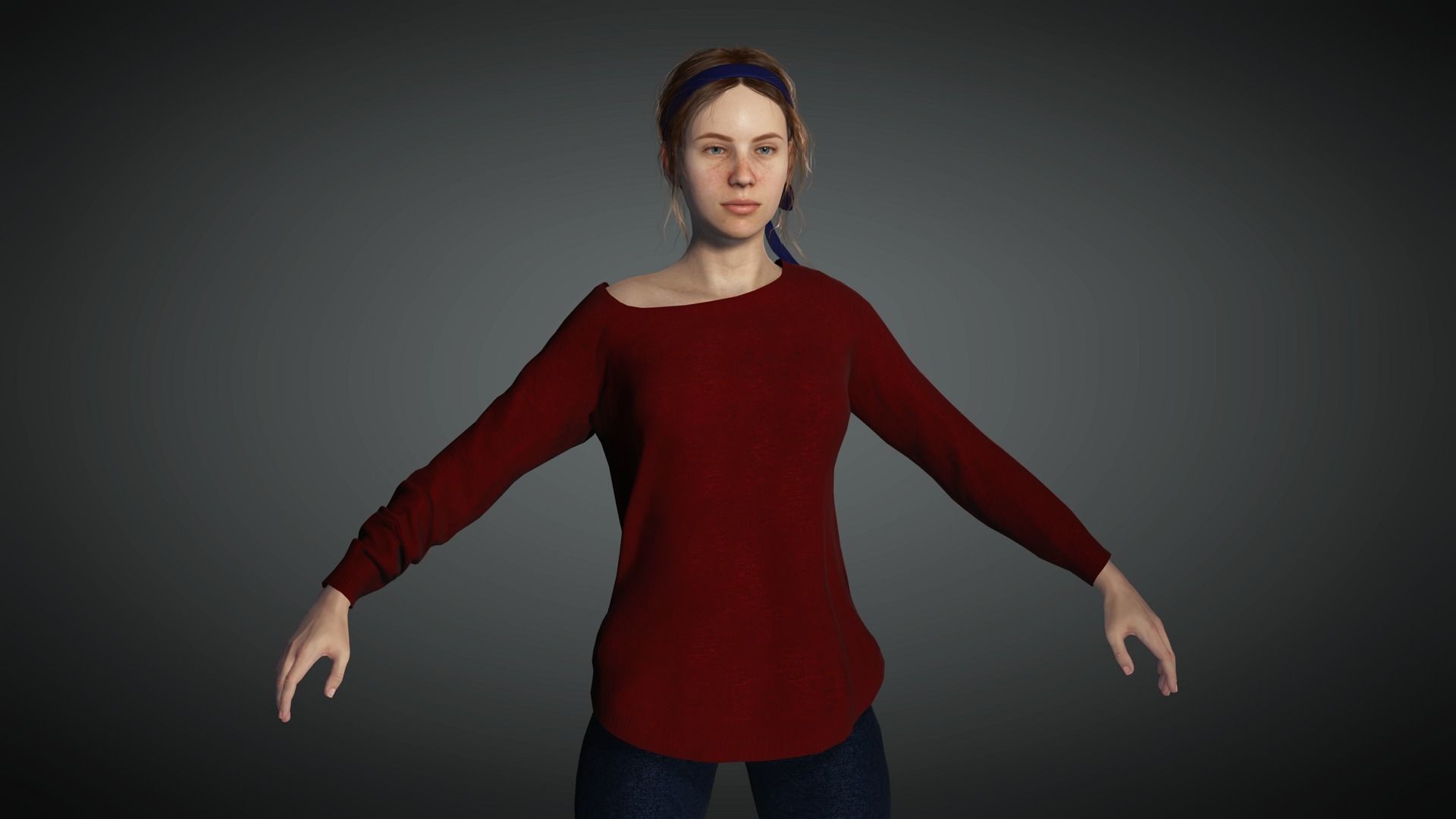 AAA Realistic Female Character 01 Low-poly 3D model_2