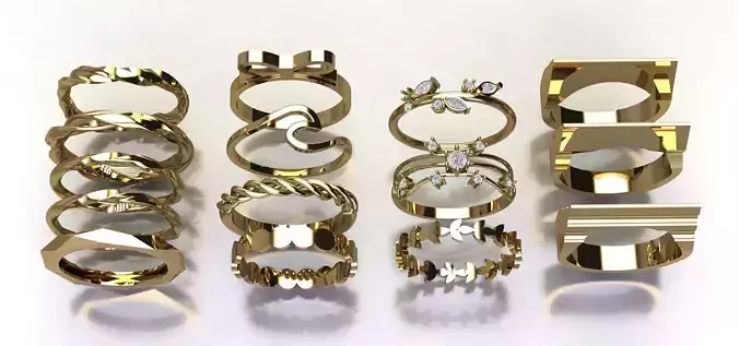15 various Jewelry rings in one file