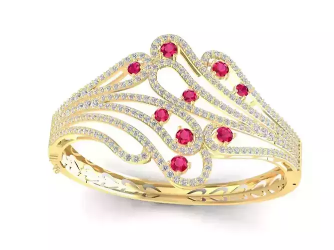 Artistic Wave Ruby Diamond Ring for Women 1215