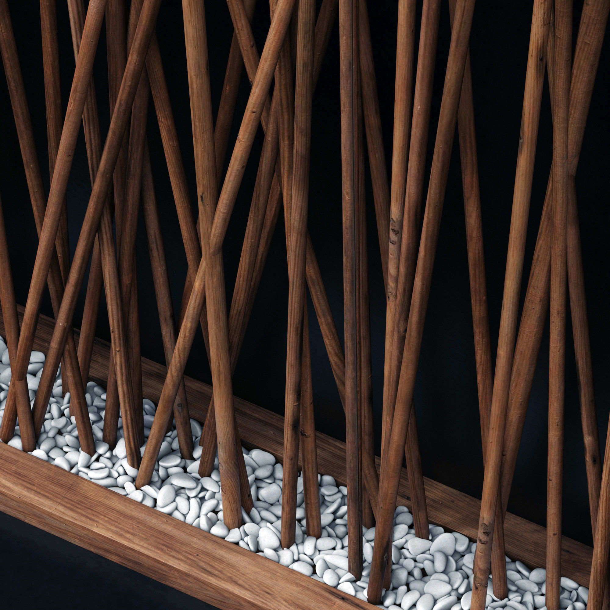 Screen wall branch pebble n2 3D model_3
