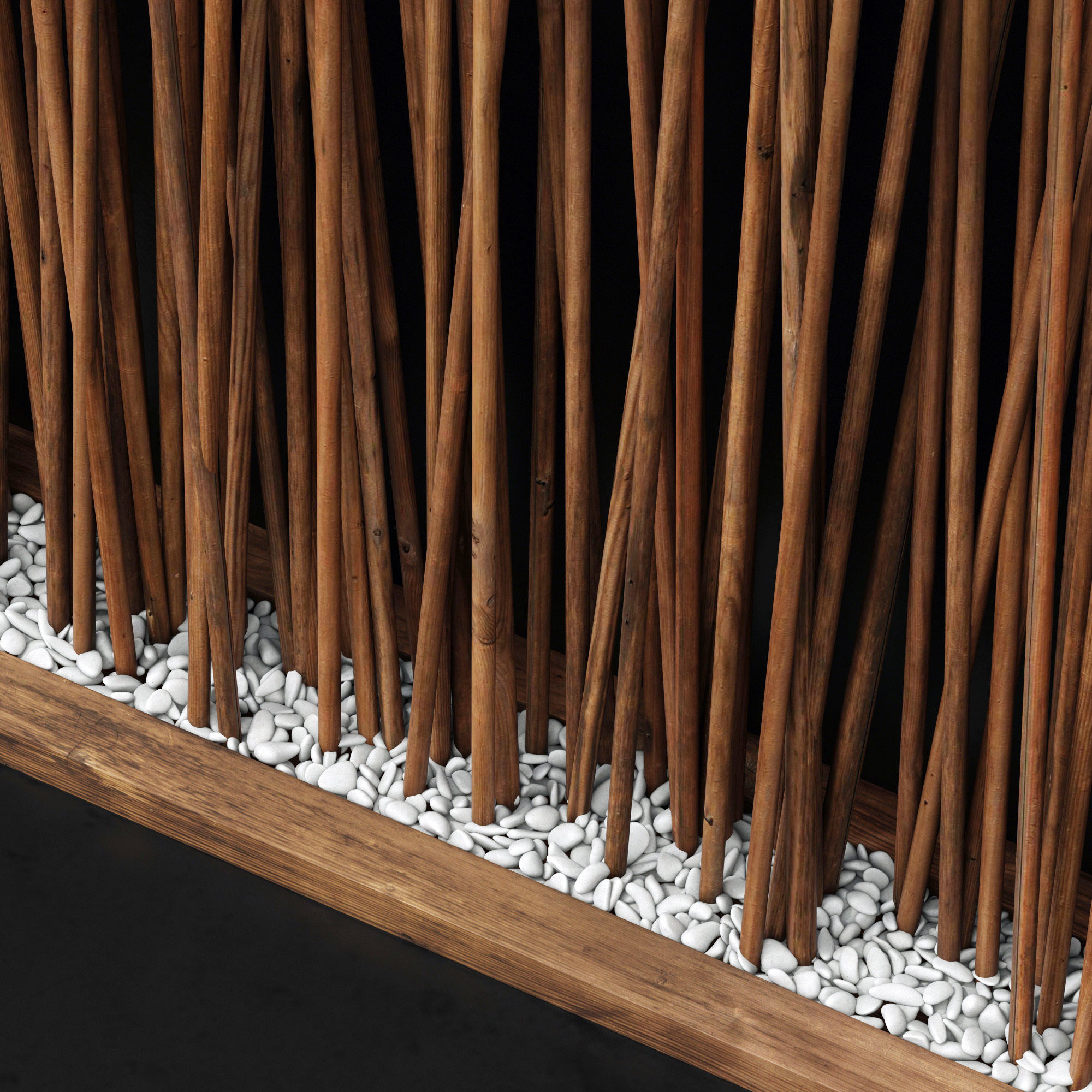 Screen wall branch pebble n2 3D model_2