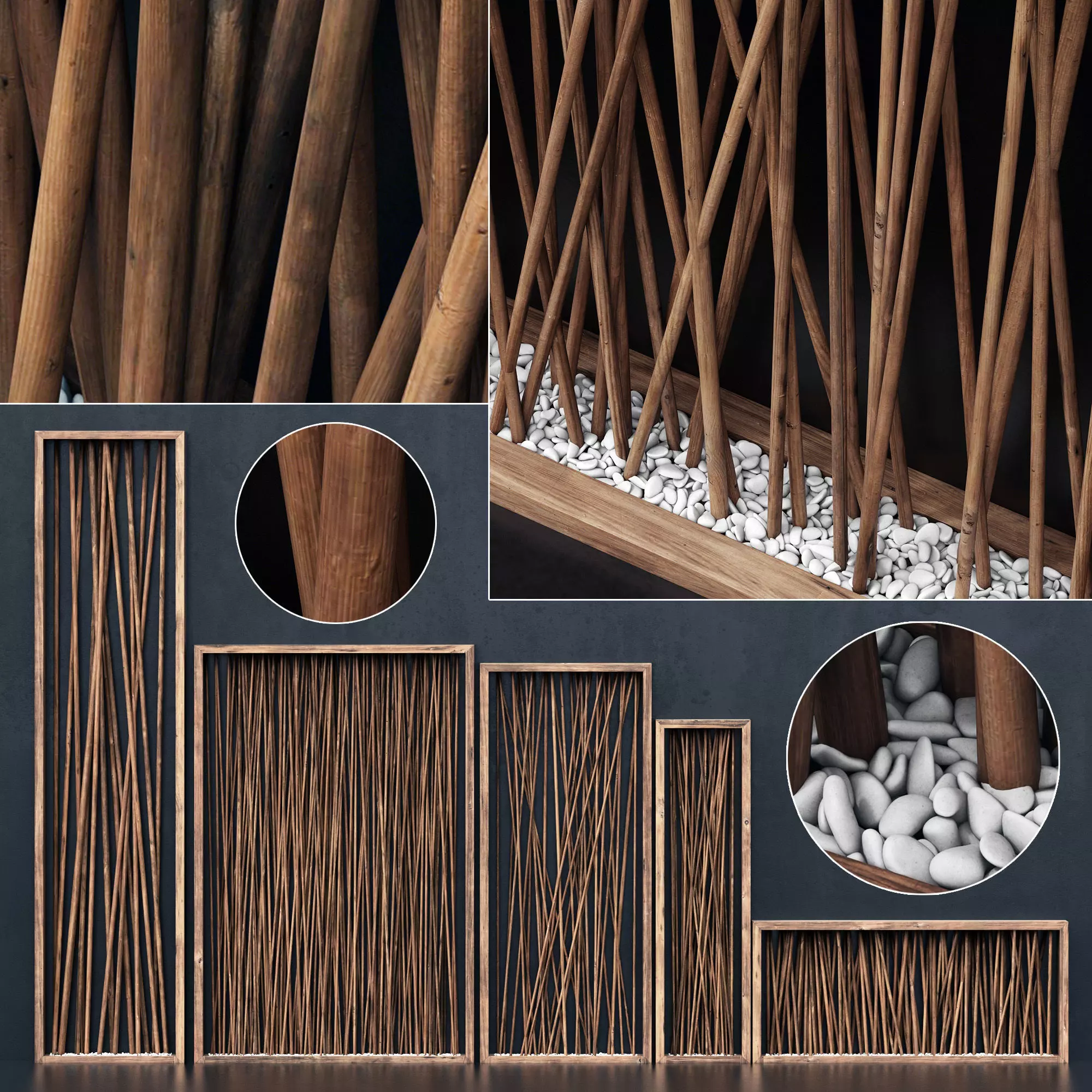 Screen wall branch pebble n2 3D model_0