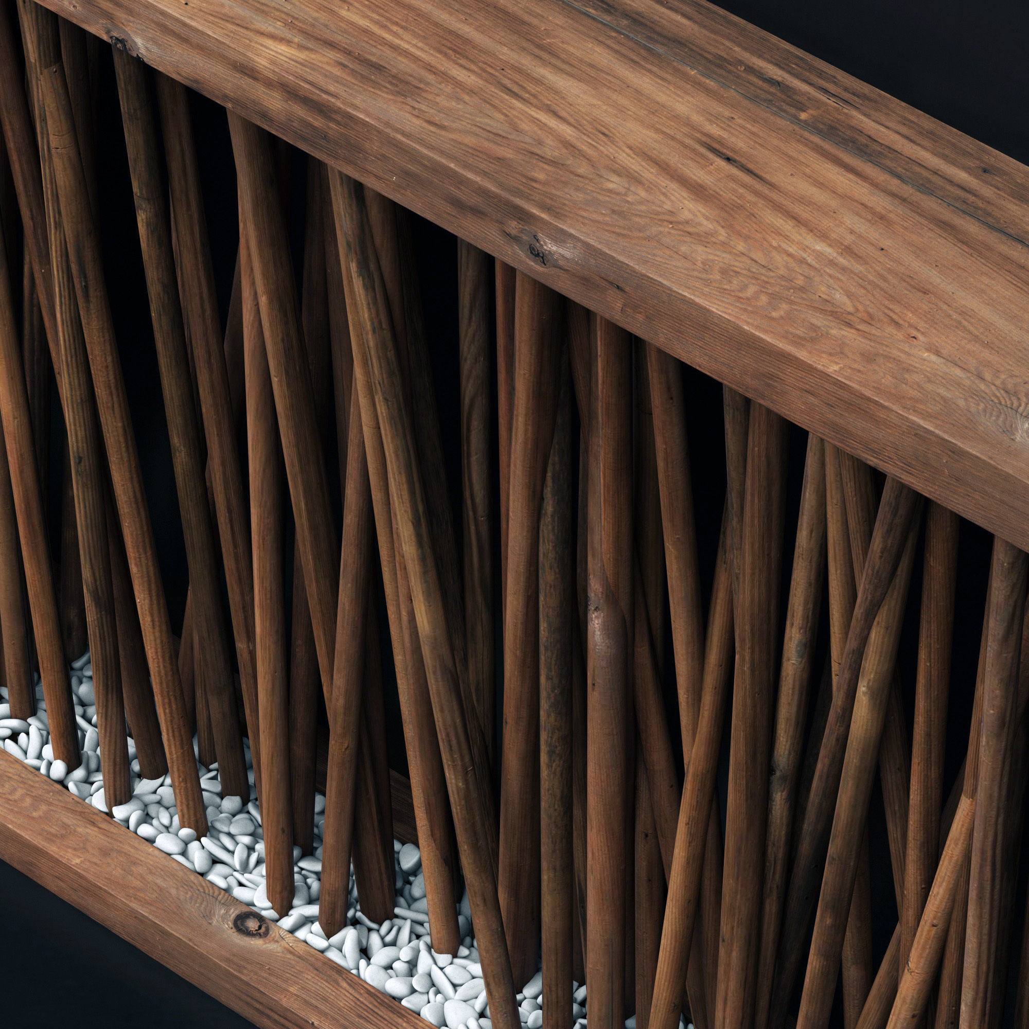 Screen wall branch pebble n2 3D model_4