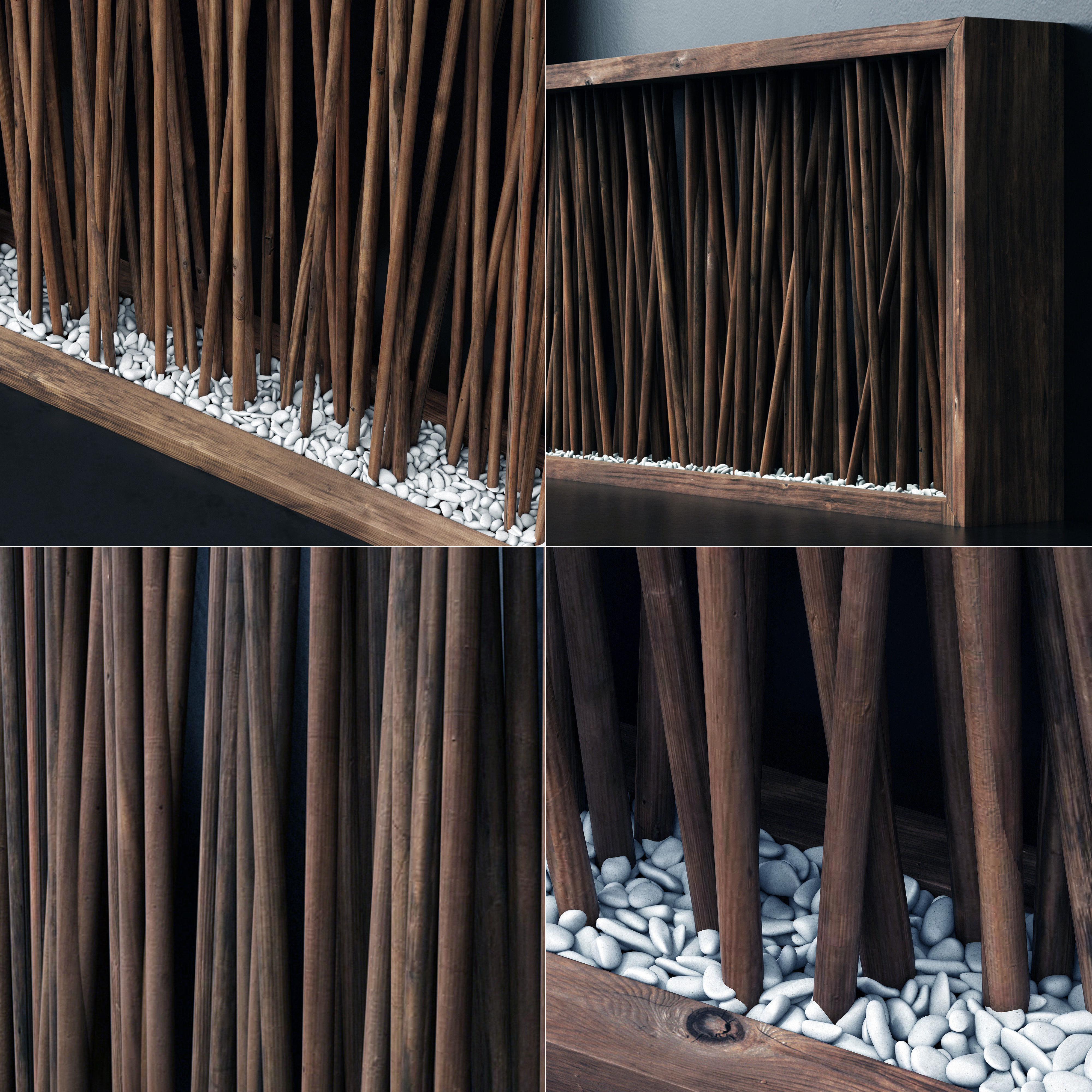 Screen wall branch pebble n2 3D model_1