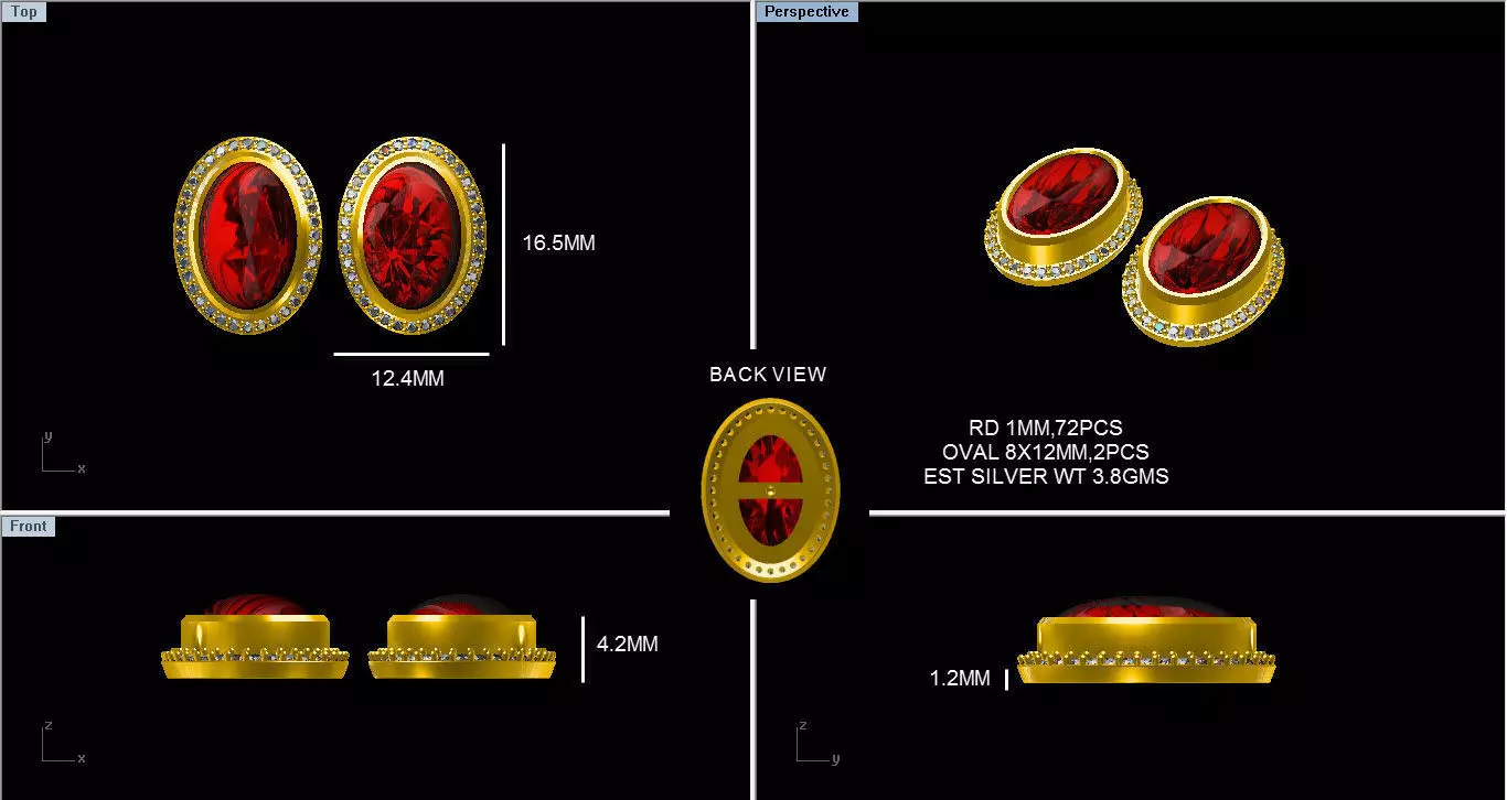 diamond stud  3D print model_0