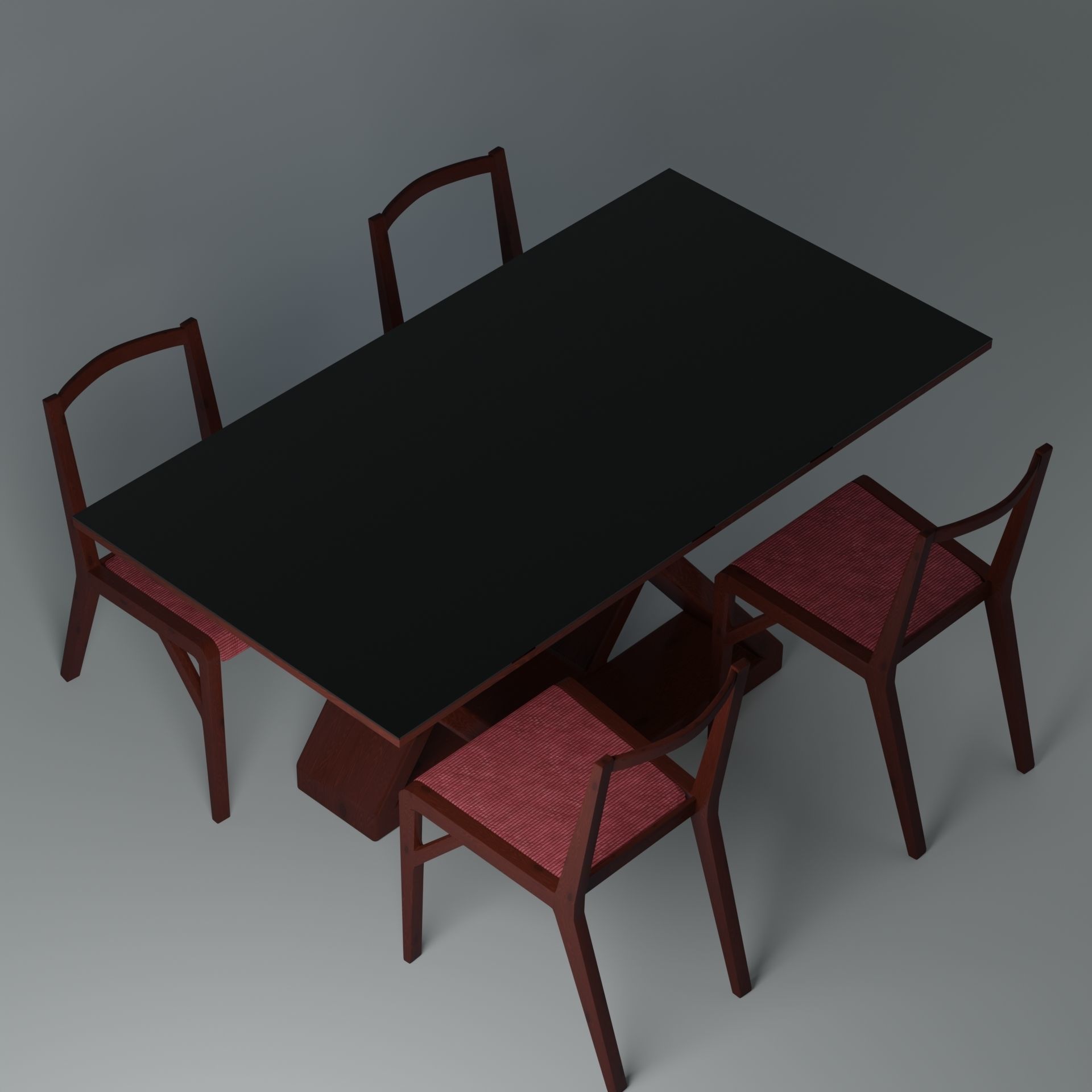 Table with chairs Low-poly 3D model_9