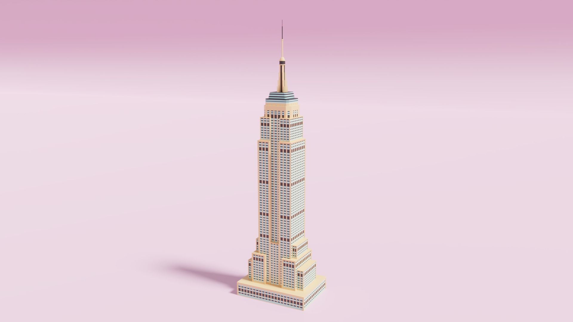 Cartoon Empire State Building New York B 3D model_8