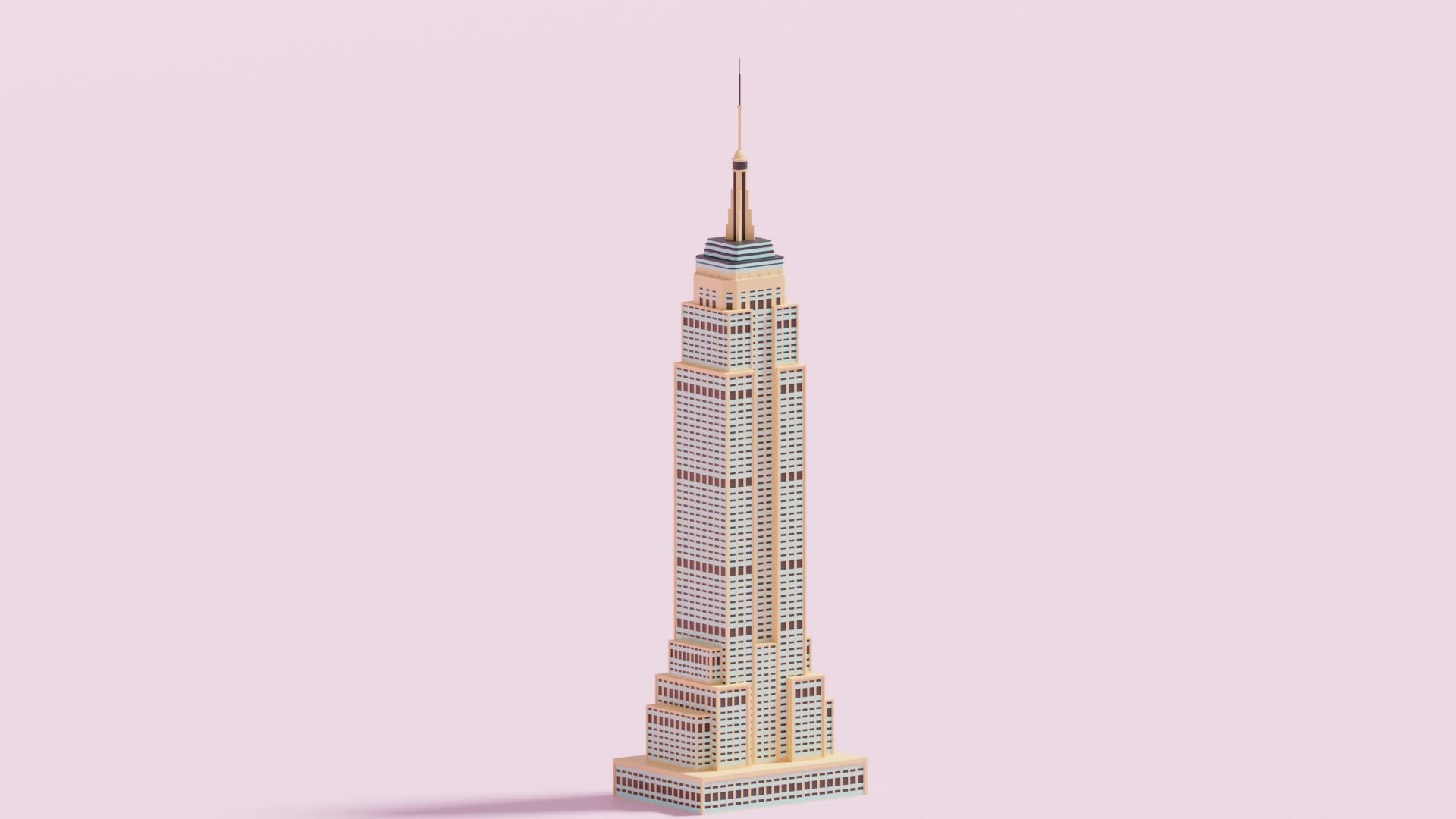 Cartoon Empire State Building New York B 3D model_4