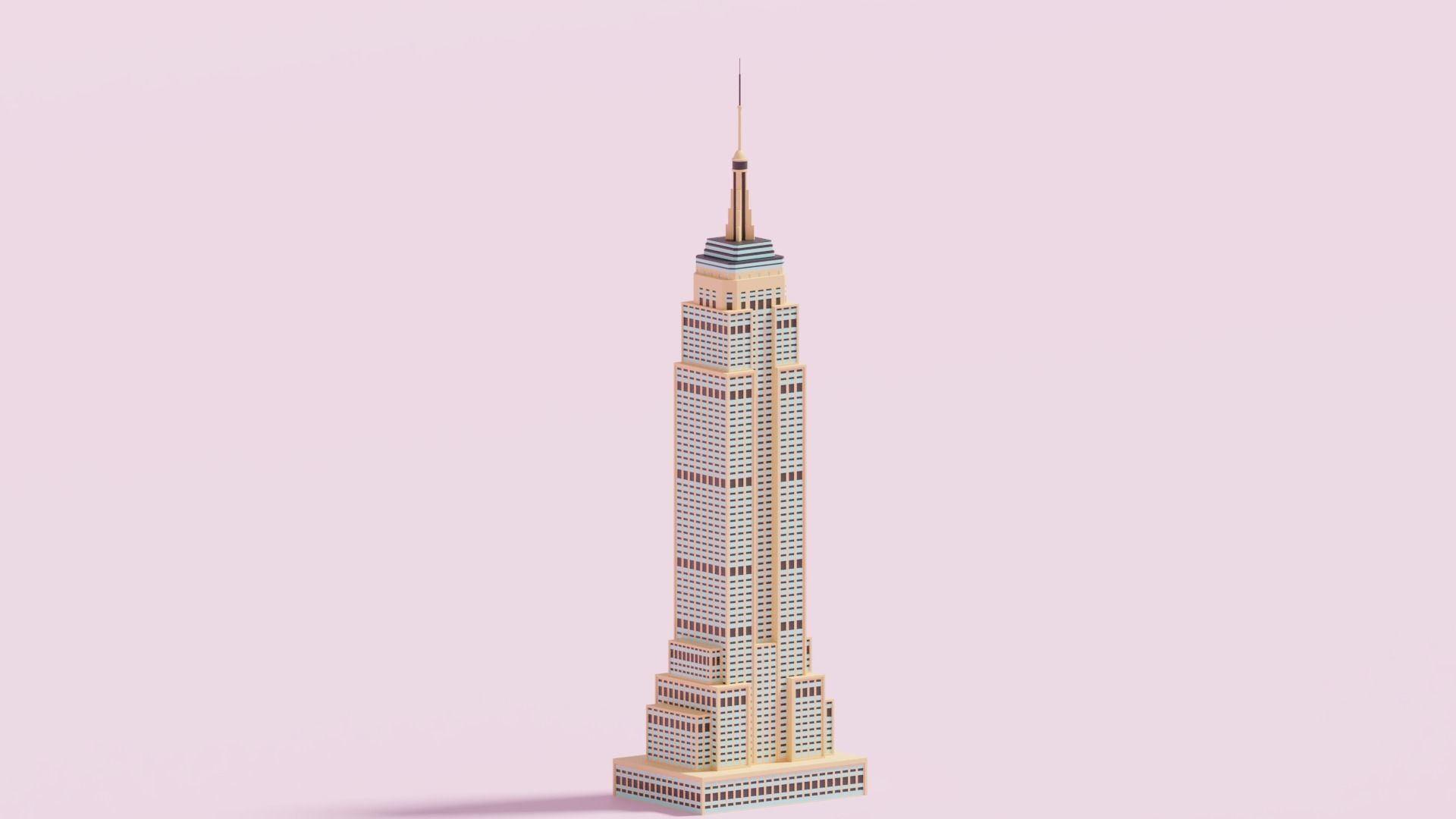 Cartoon Empire State Building New York B 3D model_2