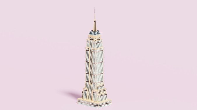 Cartoon Empire State Building New York B 3D model