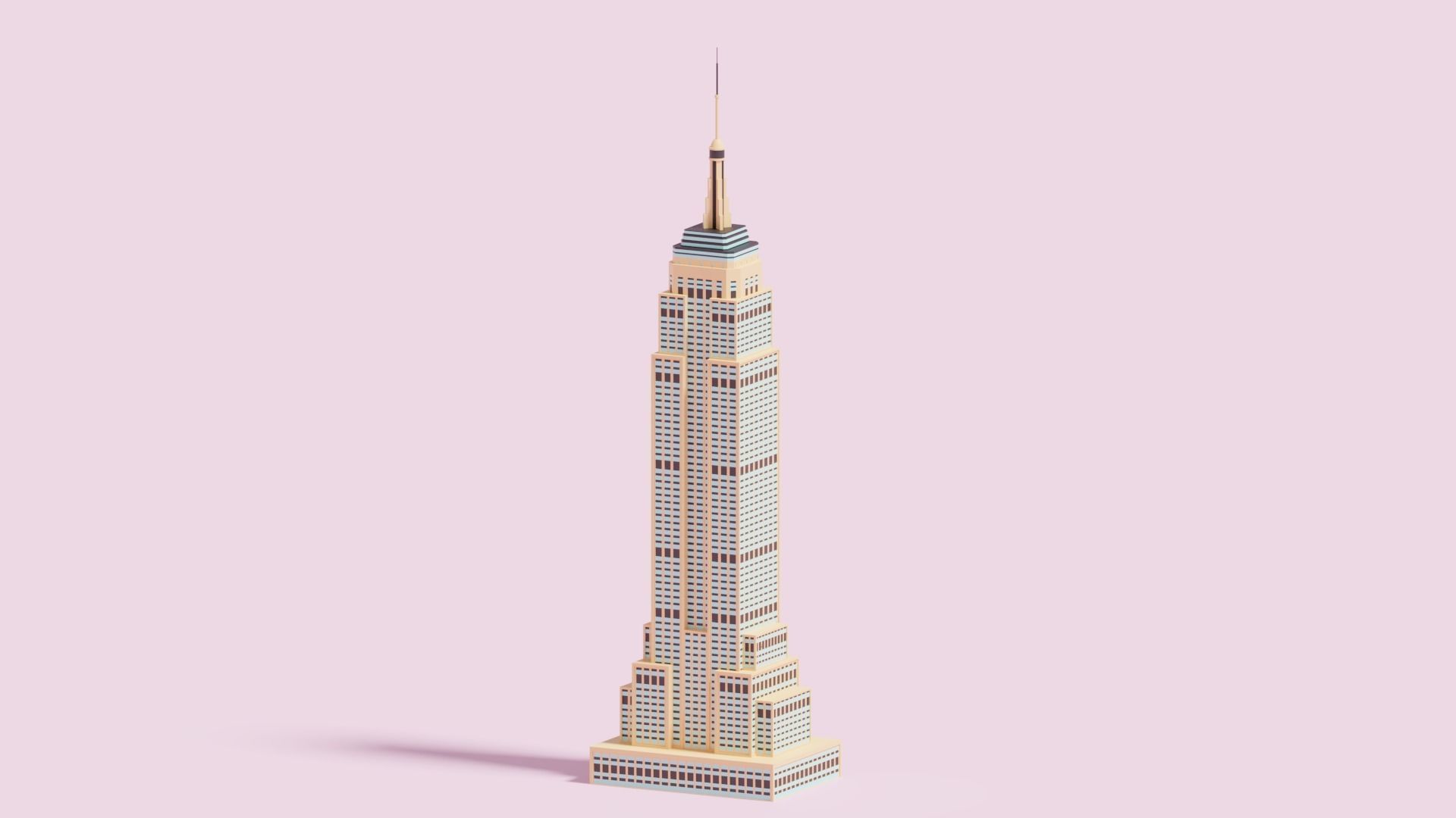 Cartoon Empire State Building New York B 3D model_5