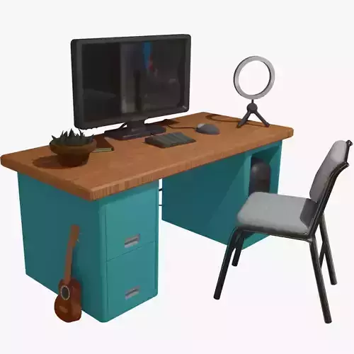 Cartoon 3d table 3 types office boy girl lowpoly realtime Low-poly 3D model
