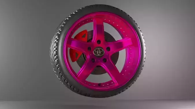 VeilSide TOYOTA Pink Metal Wheels Low-poly 3D model