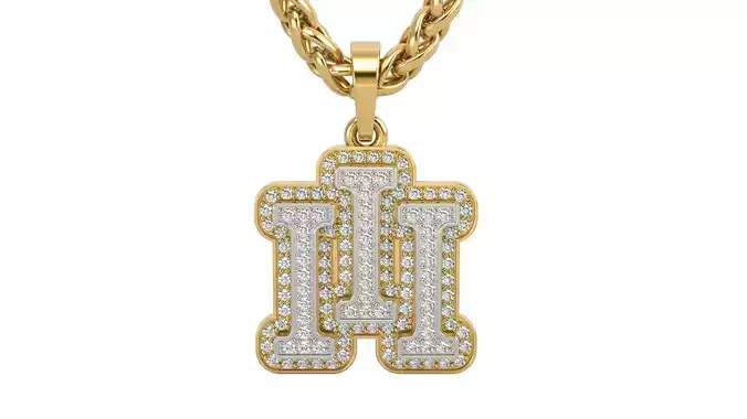 Roman 3 stone and solid  pendant 