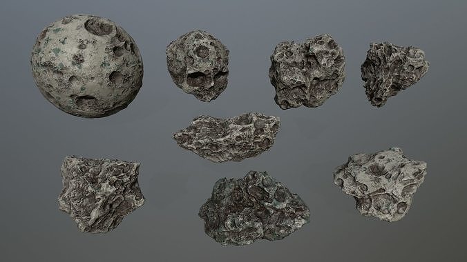 Asteroid Set rock Low-poly 3D model