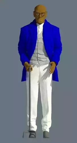 3D African old man with a cane as Revit family and Revit file