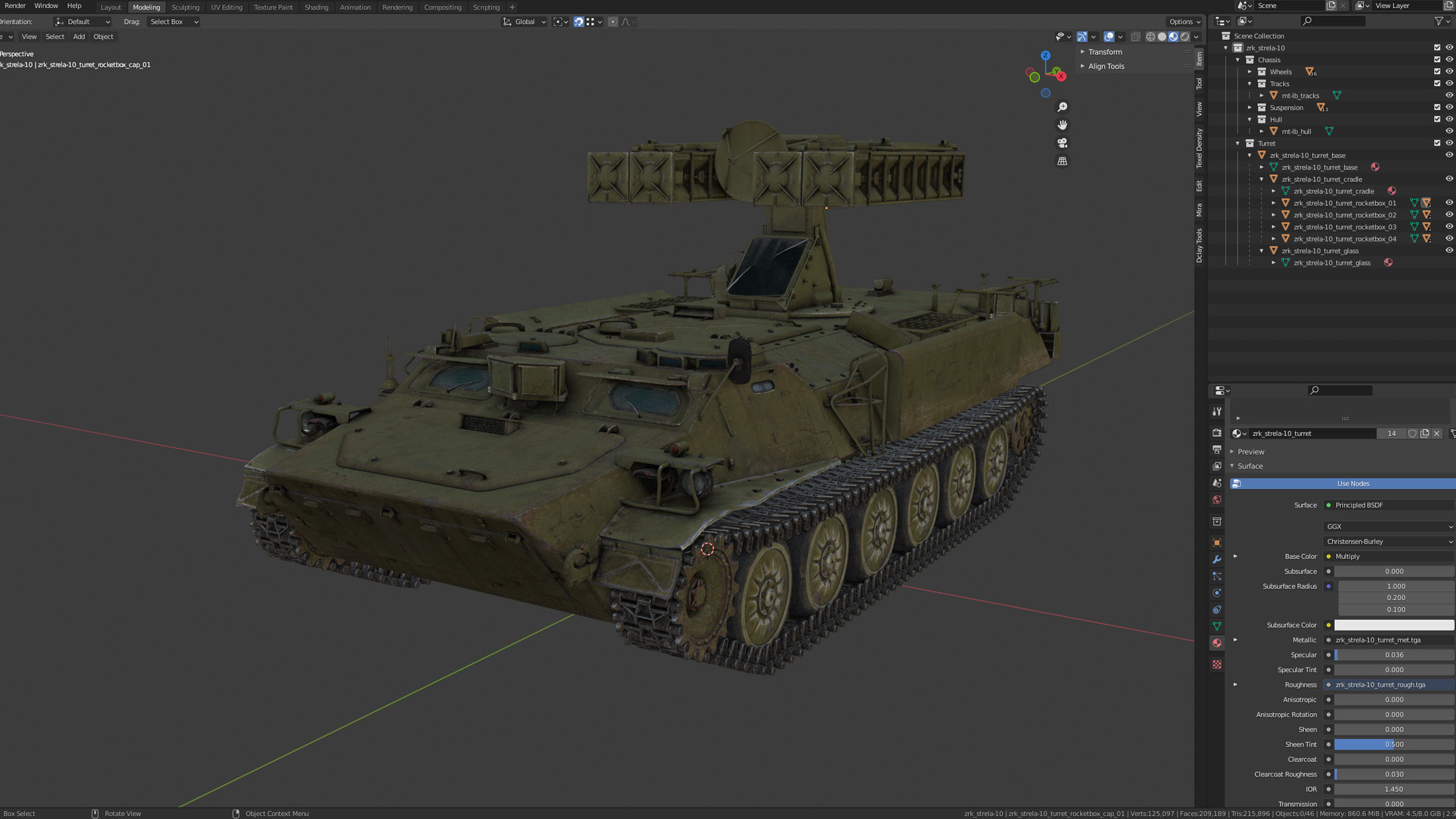 9K35 Strela-10 or SA-13 Gopher Low-poly 3D model_18