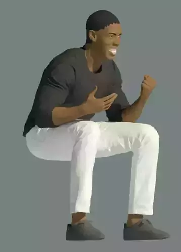3D African sitting man model as Revit family and Revit file