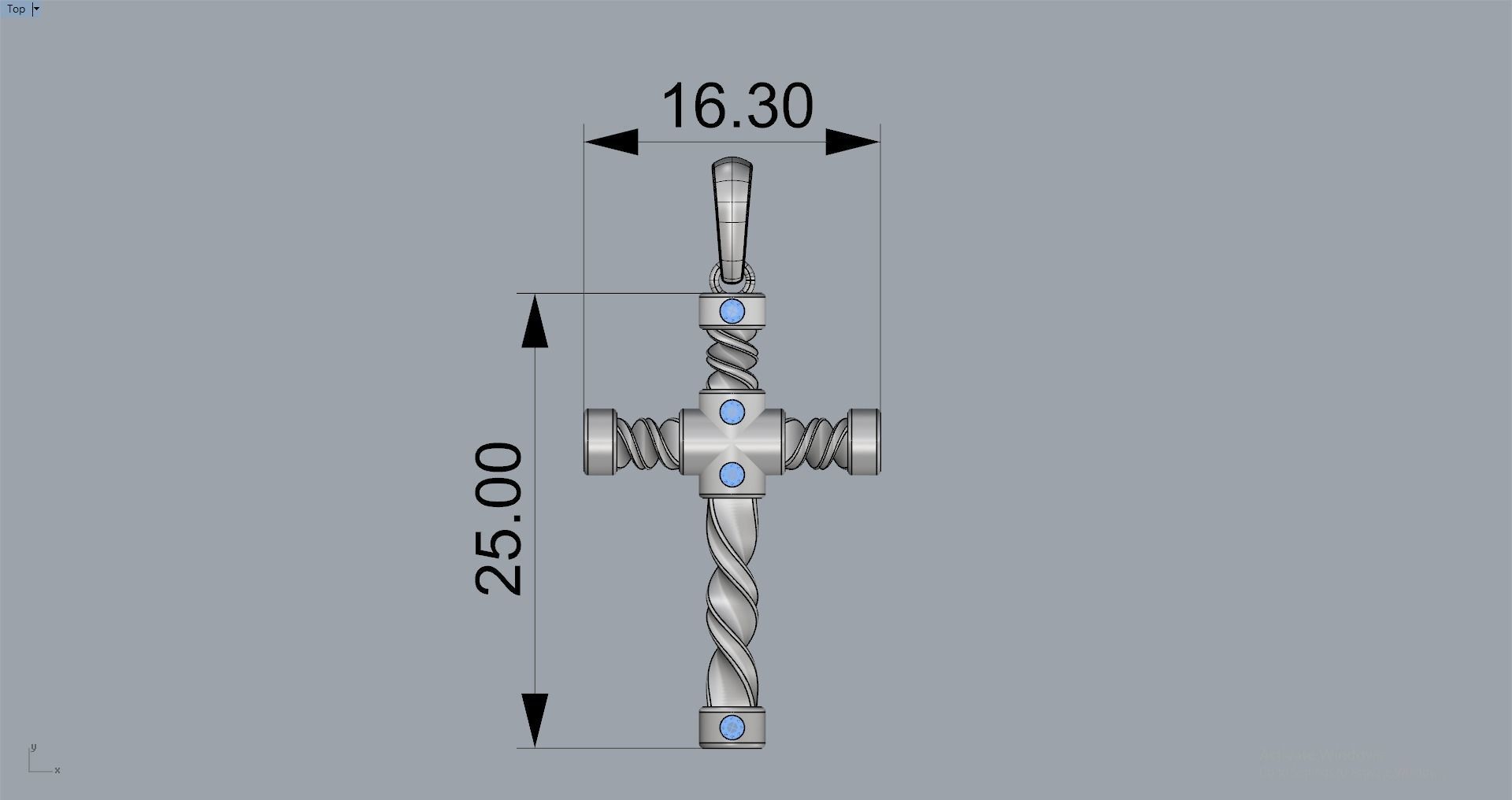 JESUS CROSS DIAMOND PENDANT 3D print model_8