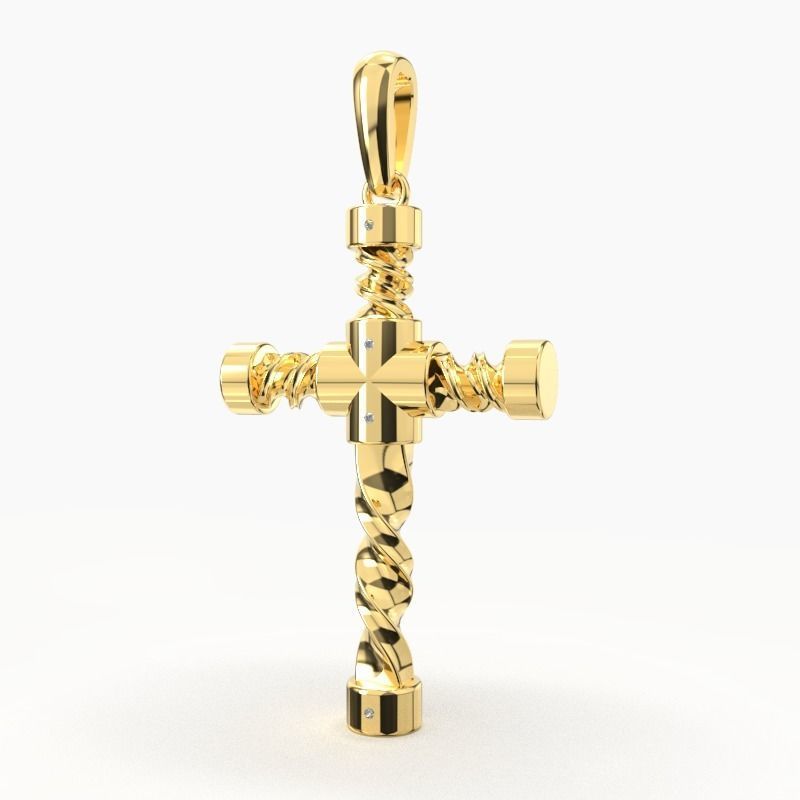 JESUS CROSS DIAMOND PENDANT 3D print model_1