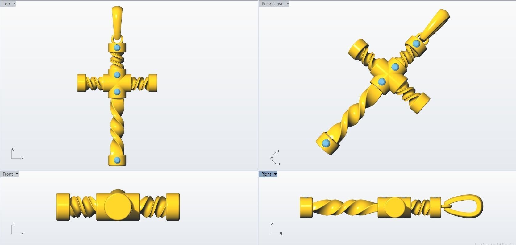 JESUS CROSS DIAMOND PENDANT 3D print model_9