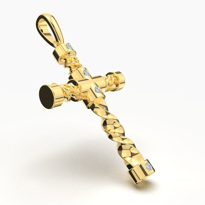 JESUS CROSS DIAMOND PENDANT 3D print model_2