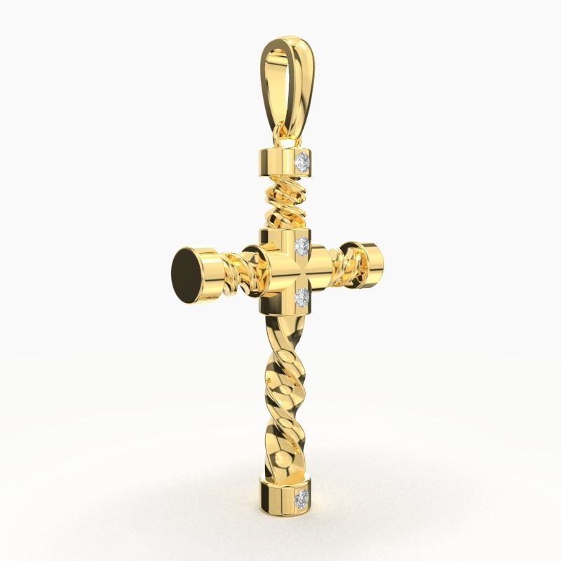 JESUS CROSS DIAMOND PENDANT 3D print model_3