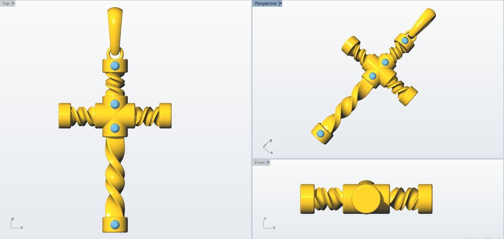 JESUS CROSS DIAMOND PENDANT 3D print model_7