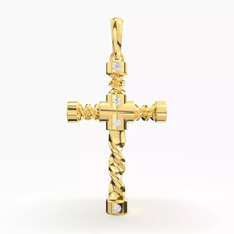 JESUS CROSS DIAMOND PENDANT 3D print model_0
