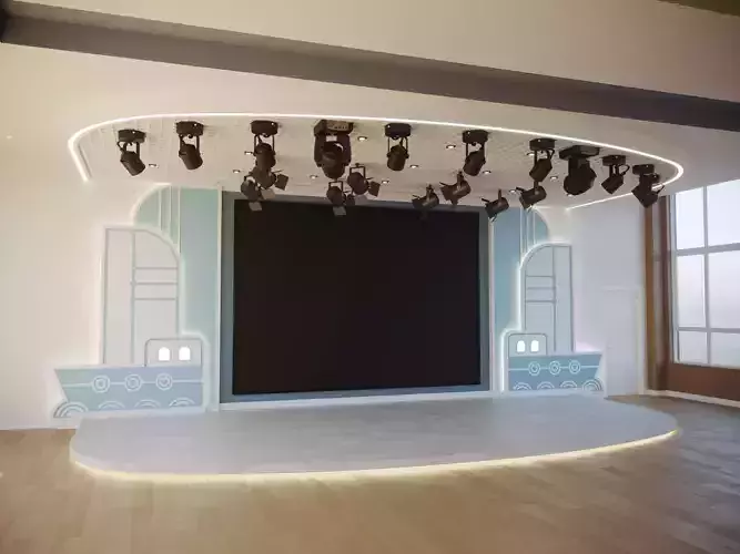School stage theme background large screen auditorium