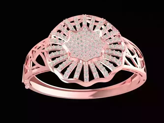 Elegant Diamond Sunburst Pattern Ring for Women 1217