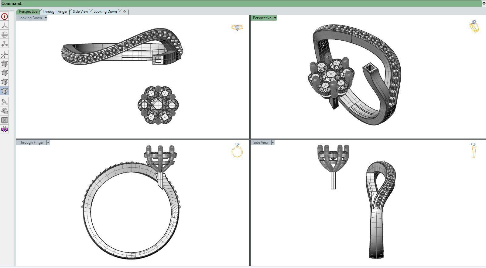 Diamond ring rail-F 3D print model_5