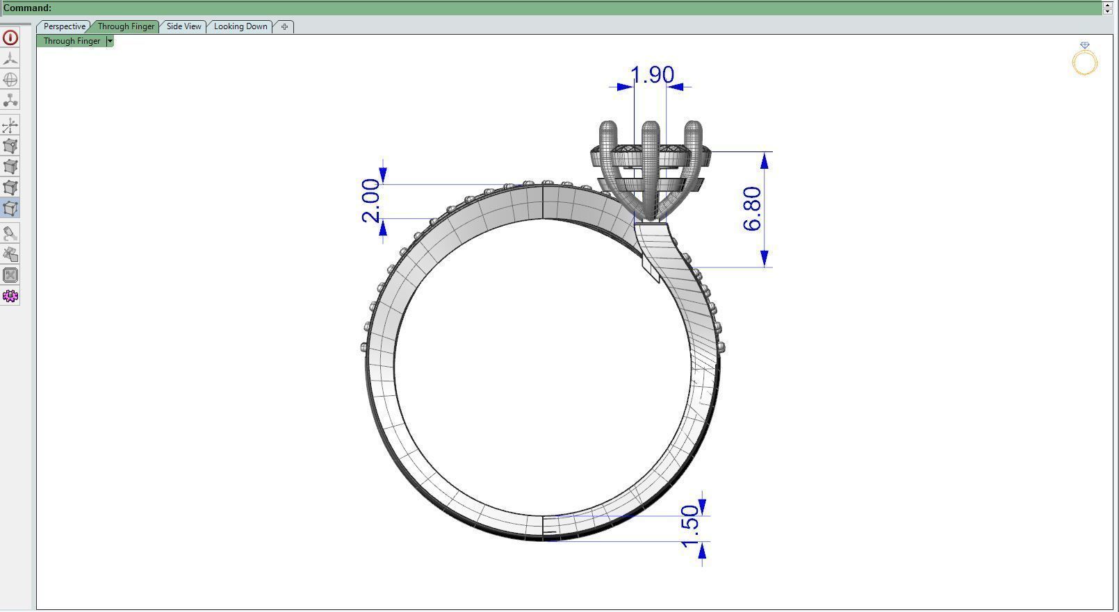 Diamond ring rail-F 3D print model_8