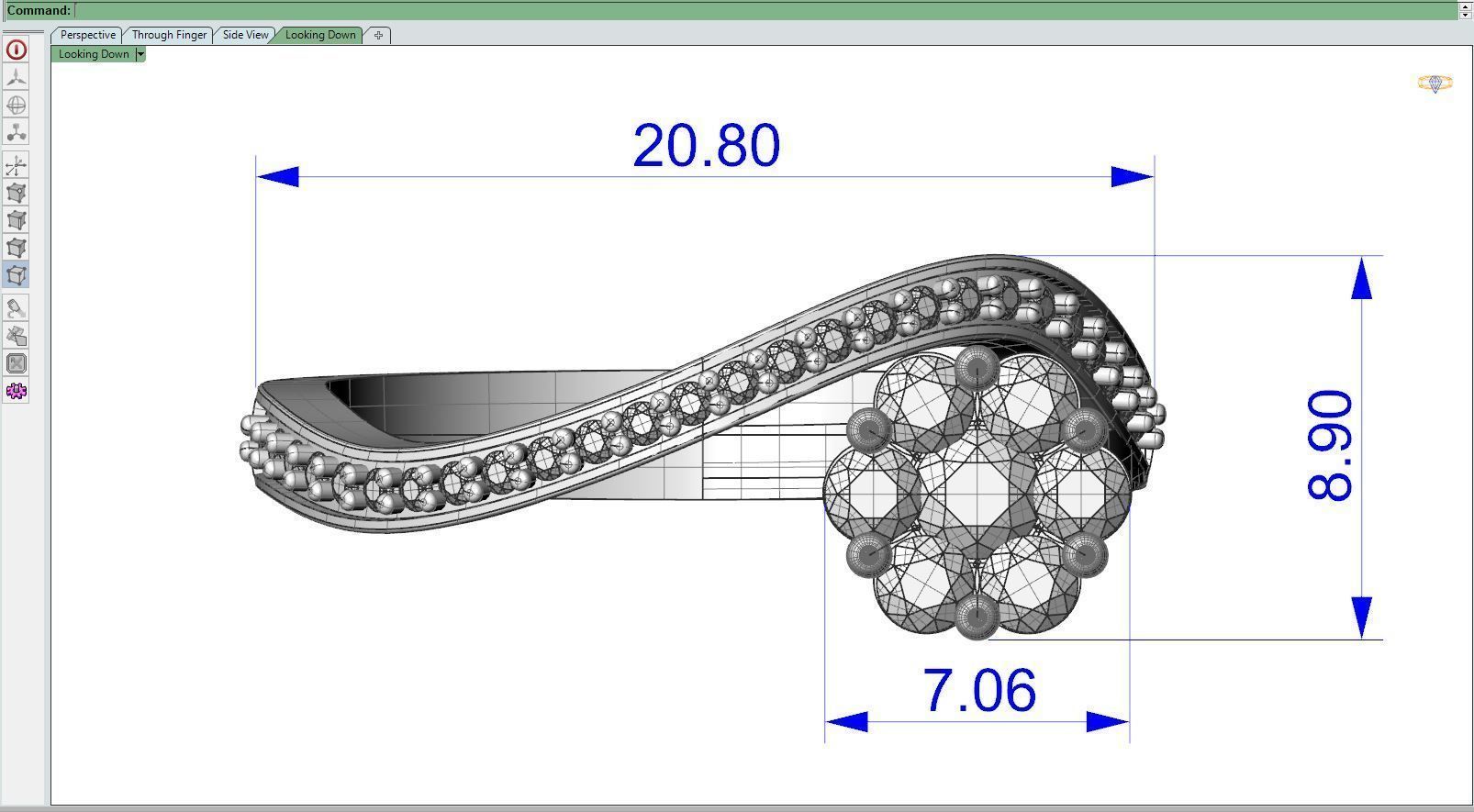 Diamond ring rail-F 3D print model_7