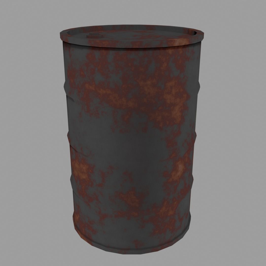 Rusty toxic barrel low poly Low-poly 3D model_3