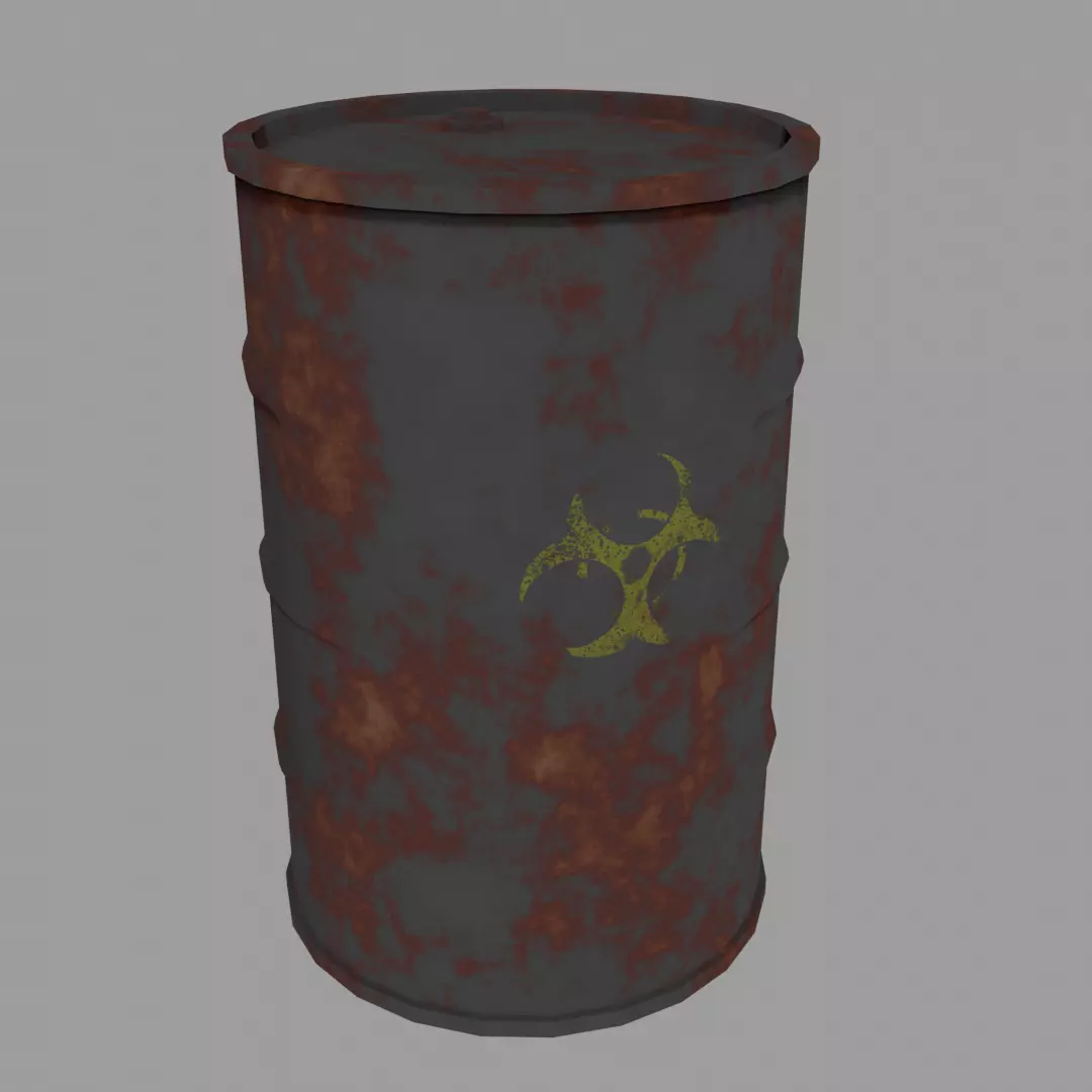 Rusty toxic barrel low poly Low-poly 3D model_0