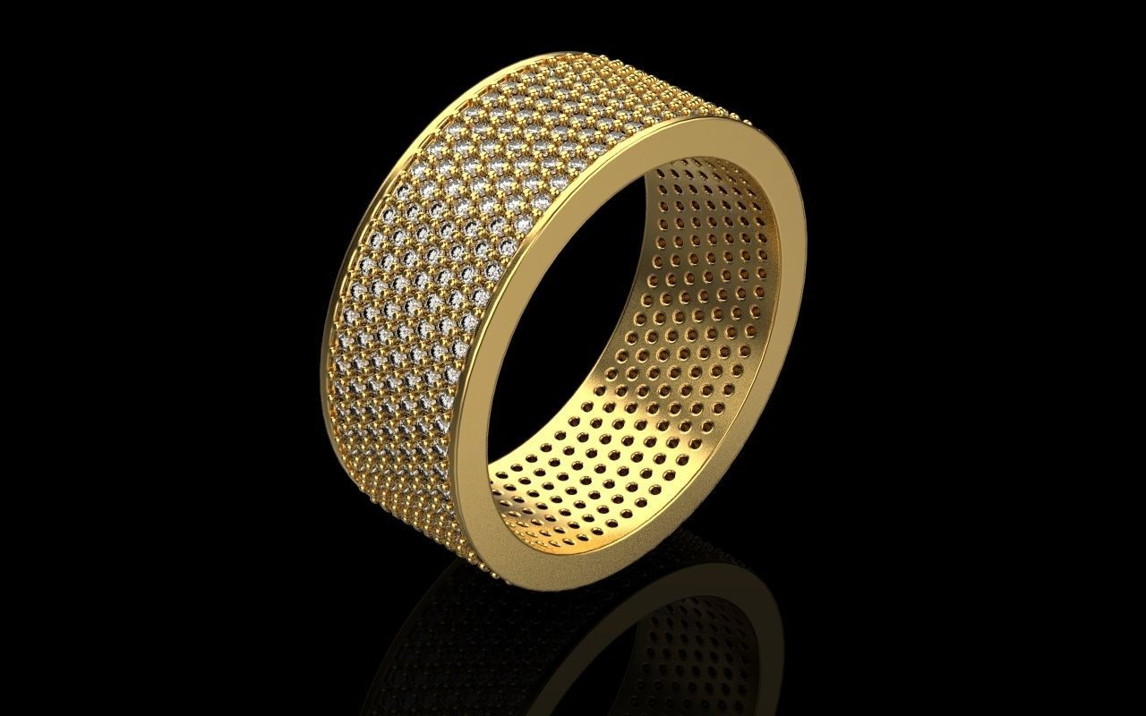 ring with a lot gems 3D print model_60