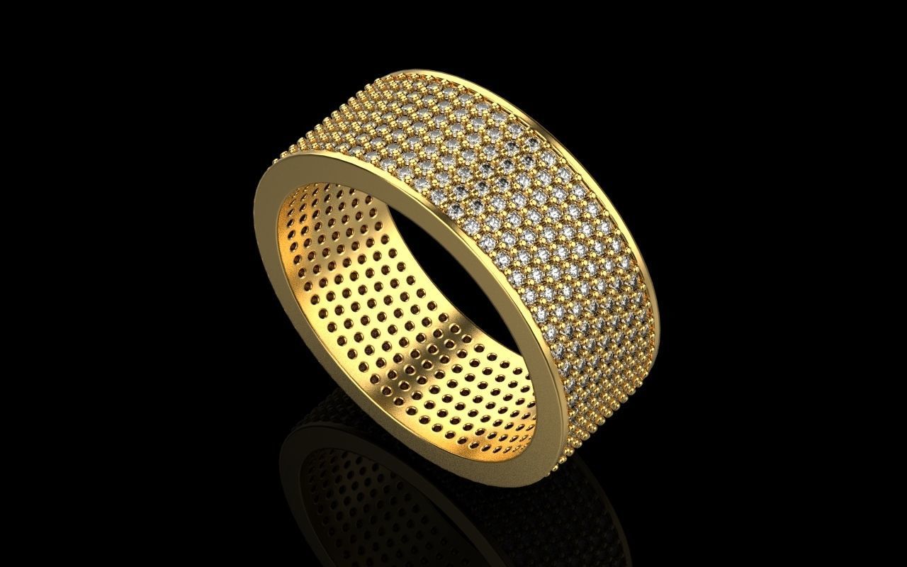 ring with a lot gems 3D print model_20