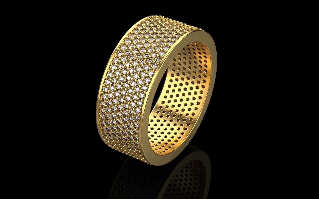 ring with a lot gems 3D print model_50